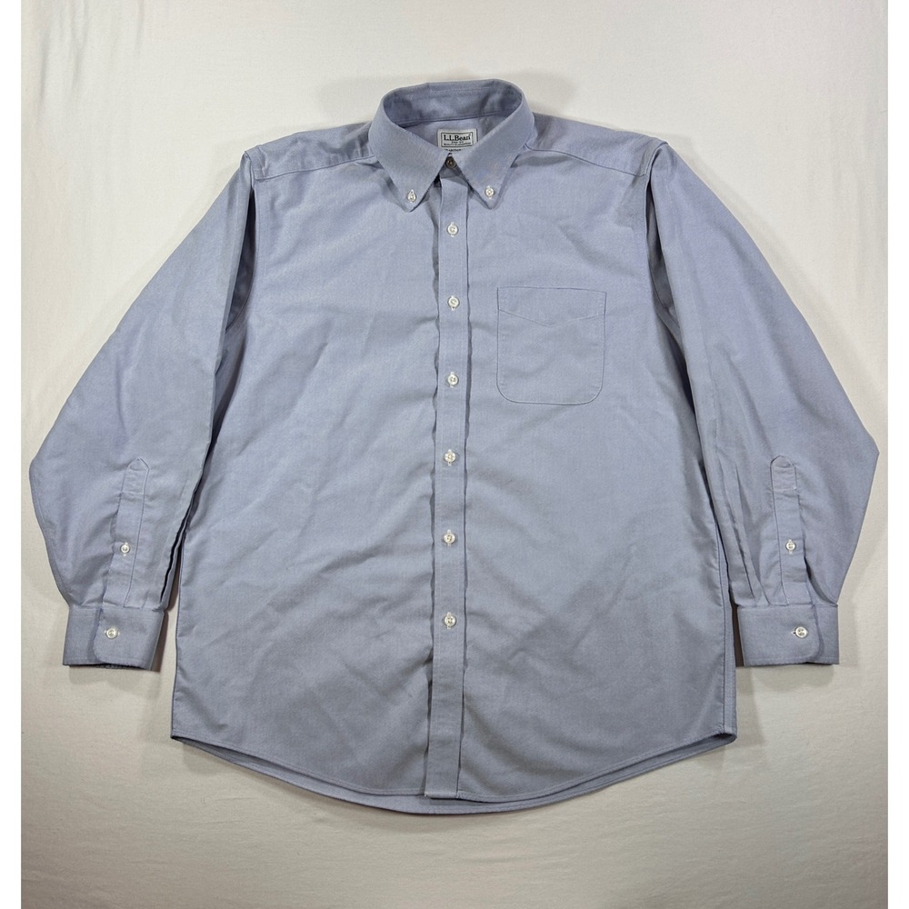 LL Bean Traditional Fit Oxford Shirt Mens 15.5 32 Blue Cotton Button Down